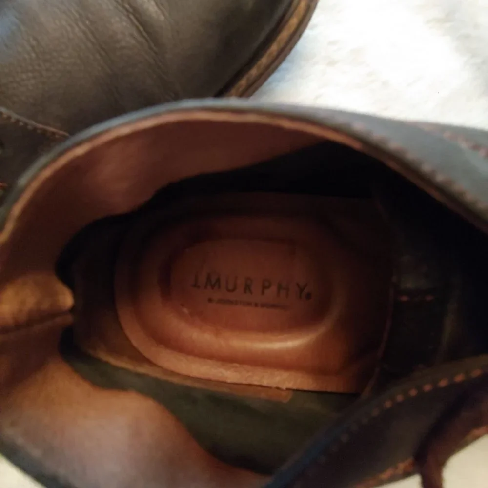 Johnston & Murphy gray black men's leather casual lace shoe 8